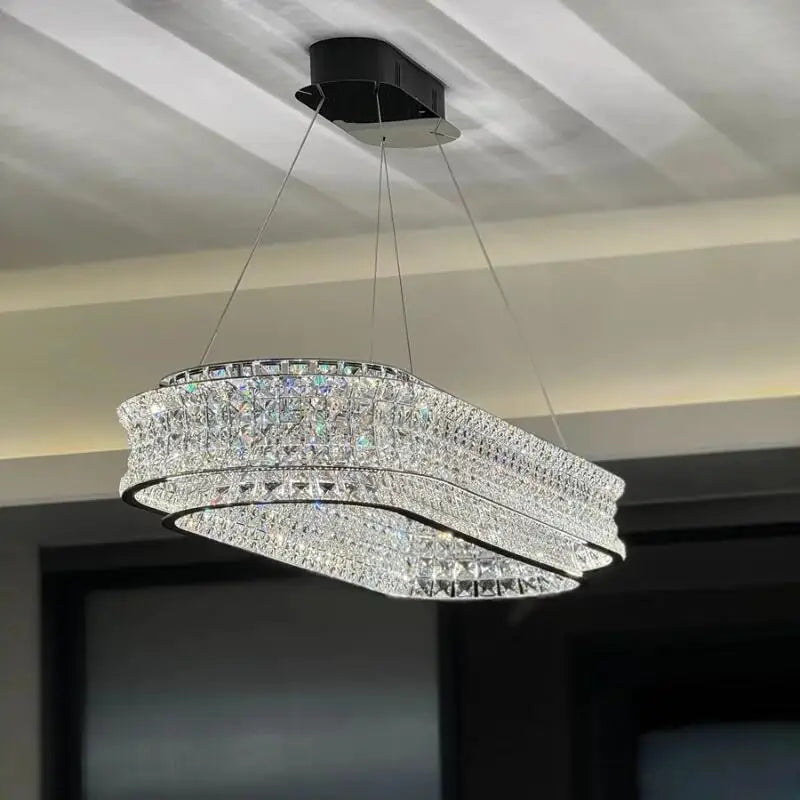 ophelia crystal chandelier lighting formal dining room interior