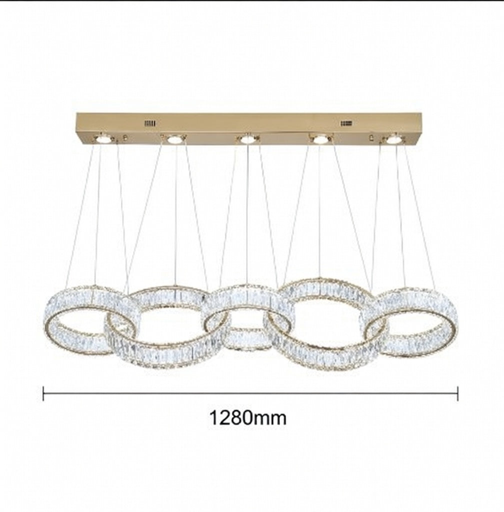 New Zynella Modern Rectangular LED Crystal Chandelier