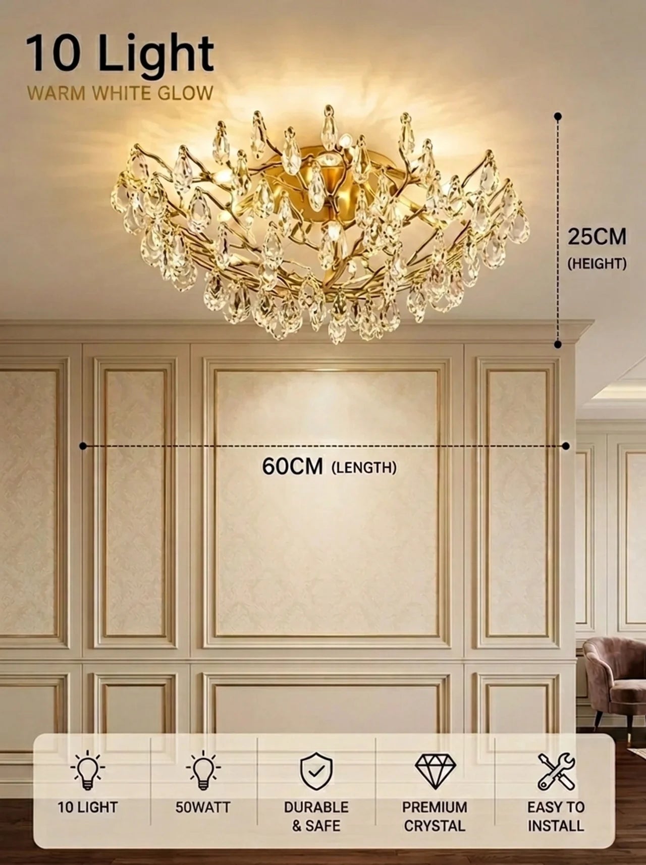 Alara Crystal Ceiling Lamp