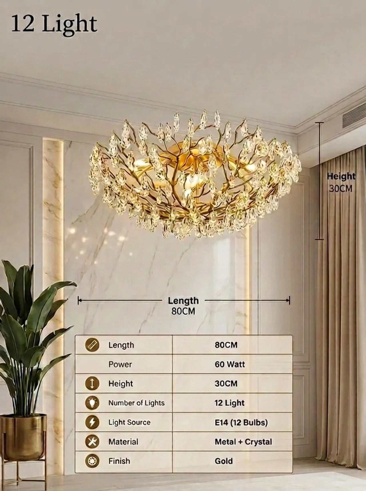 Alara Crystal Ceiling Lamp