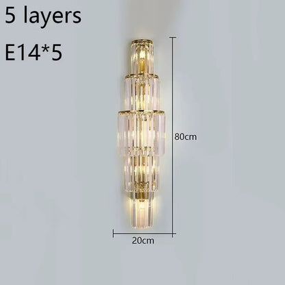 Opulent Pillar Crystal Wall Lamp