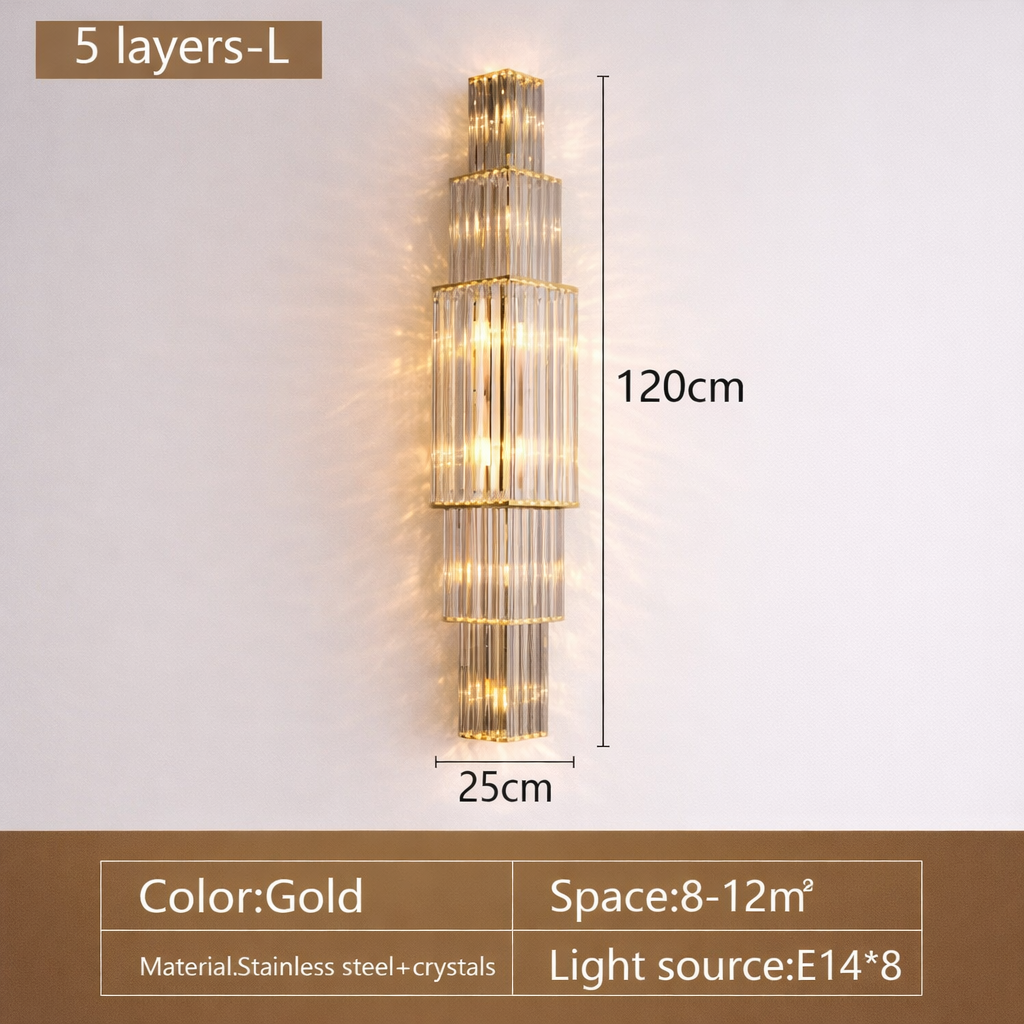 Opulent Pillar Crystal Wall Lamp
